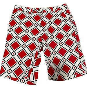 LoudMouth Golf Shorts Red White Cotton Lycra Men's Sz 36